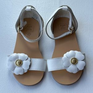Janie and Jack White Leather Flower Sandals size 5 Baby